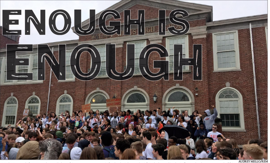 On Feb. 21 a crowd of WHHS students walked out of class to support gun control after the school shooting that left 17 dead in Parkland, Fla. “We are here because we are sick of fellow American children being killed and not being able to be safe in their own learning environment,” an anonymous student said.