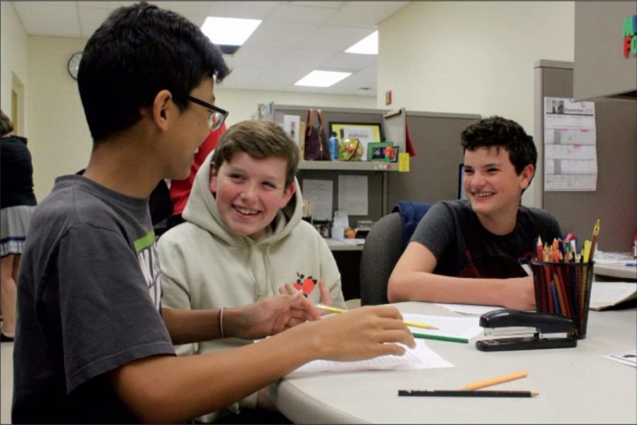 Eric Ravenscraft, Kevin “K.P.” Phelps and Hadrian Dwyer, ‘23, collaborate on their homework at the Student Success Center (S.S.C.). The S.S.C. is a place where all students are welcome to ask questions and receive help, whether regarding schoolwork, extracurriculars or their future at Walnut. 