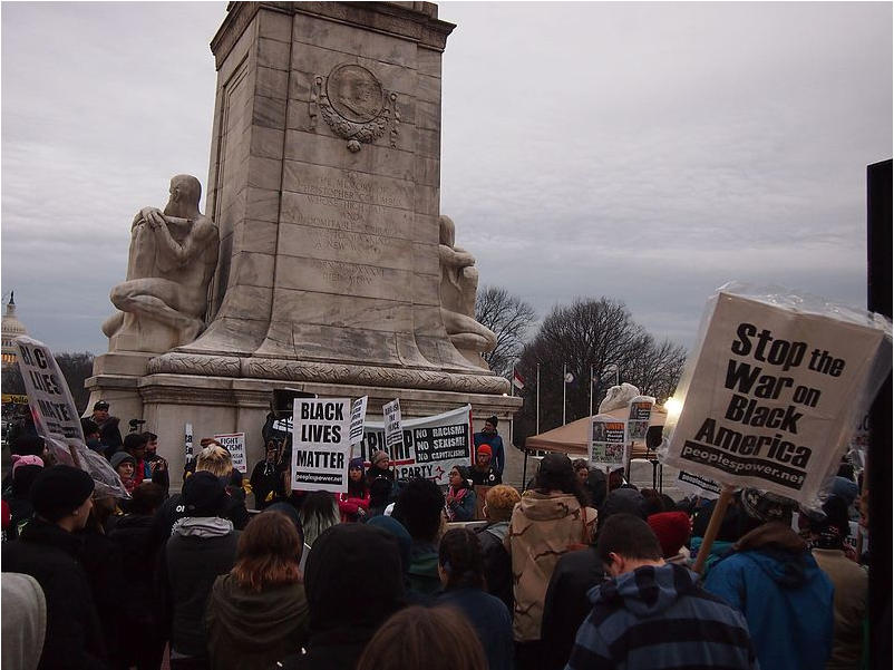 Thousands protested in Jan. 2017 at what became known as the “Women’s March”. Many of the protesters also supported the Black Lives Matter movement. These protesters gathered at the monument to Christopher Columbus near the Capitol building in Washington, DC. The march was repeated this year, and again contained many protesters supporting the BLM movement, along with dozens of other causes.