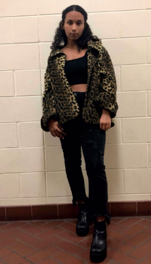 Sydney Kitchen, ‘20, embraces the animal print trend of the season. “This coat is thrifted and so warm. Perfect for the fall weather,” Kitchen said.