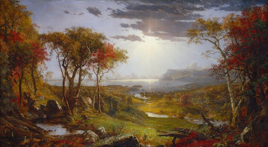 Jasper Francis Cropseys 1886 painting Autumn - On the Hudson protrays the beauty of changing leaves and calm weather. The painting hangs in the National Gallery of Art in Washington, D.C.