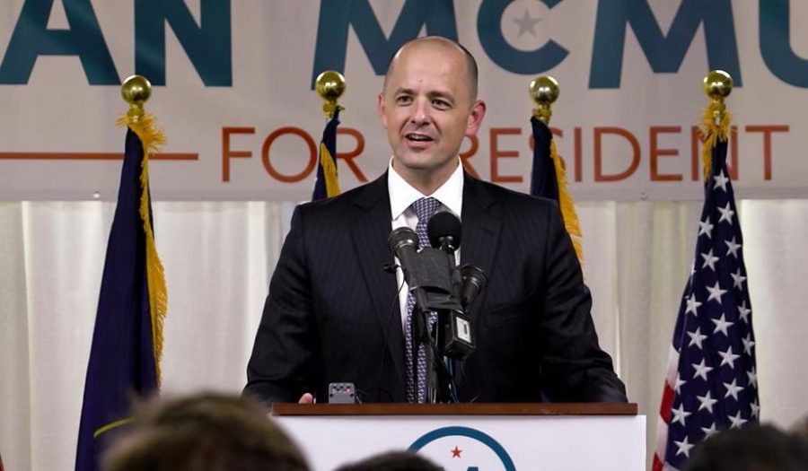Evan McMullin at a rally. He currently have 30 percent support in Utah polls.