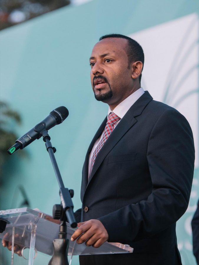Prime+Minister+Abiy+Ahmed+speaks+at+an+inauguration+event+in+Addis+Ababa.+Ahmed+was+honored+for+his+role+in+maintaining+peace+in+Ethiopia.