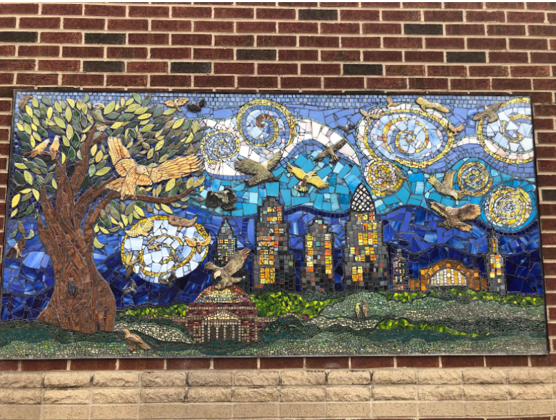One of Art Club’s projects is a mural outside the Arts and Science building. Although the club cannot currently meet in person, they are working on plans to continue beautifying the school. 