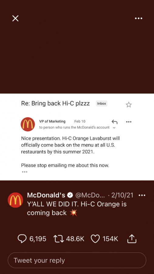 Orange Hi-C received the confirmation that it will be returning to all menus by summer. 