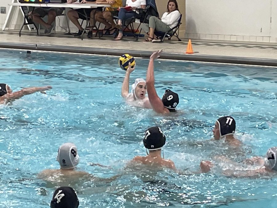 Captain Matthew Dillion ‘23, goes up for a shot in the Eagles 10-4 defeat at Oakwood High School. 