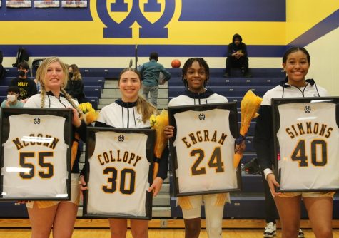 The girls’ basketball program held their SENIOR night on Feb. 2 alongside national signing day. SENIORS Micah Engram, Simone Simmons, Katie Collopy and Sophia McConn were all recognized for their athletic careers. 