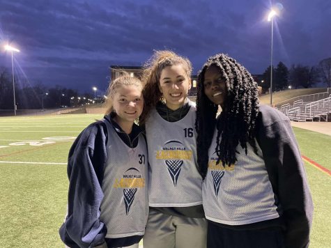 The WHHS girls varsity lacrosse team is led by their three captains, SENIORS Sophia Bahri and Ella Mangen, and Gabrielle Nelson ‘23.