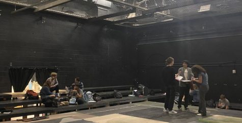 As Macbeth gets closer to opening day, Ryan peerless, 24, Kyra Doty, 24 and SENIOR Adeleigh Karoutchi rehearse after school in the Black Box theatre. 