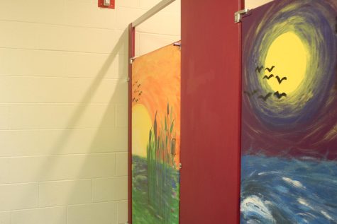 In the previous year, before Mural Club was officially a separate club from Art Club, they had painted the bathrooms in the science wing. 