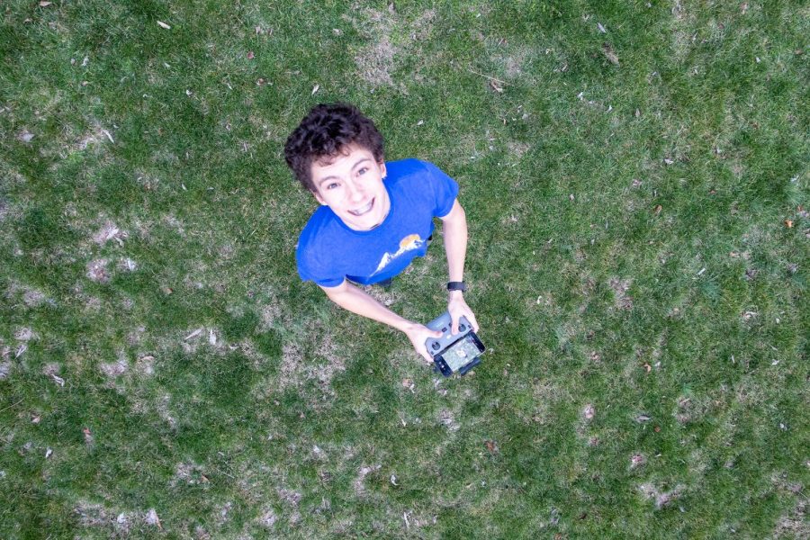 Dominic Allie, 25, captures a self portrait using his drone. 
