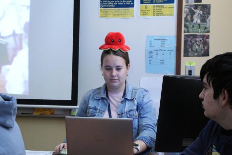 Greulich with her emotional support octopus.