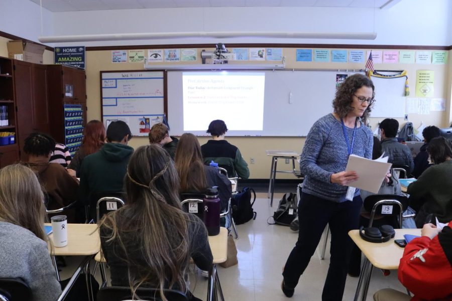 Math teacher, Jennifer Fay teaches a Pre-Calculus AA class. Students who would have taken Pre-Calculus AA are encouraged to take the new AP Pre-Calculus class next school year. 