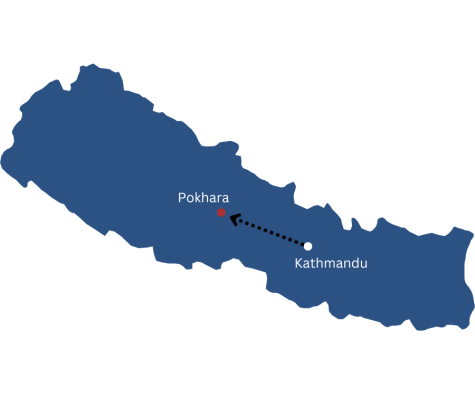 This map of Nepal shows the route of the plane. It was a short flight, lasting only 24 minutes. 9N-ANC crashed 1.6 kilometers from the Pokhara Airport. 