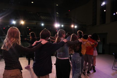 Student performers practiced dancing around the prom during the production of Carrie.