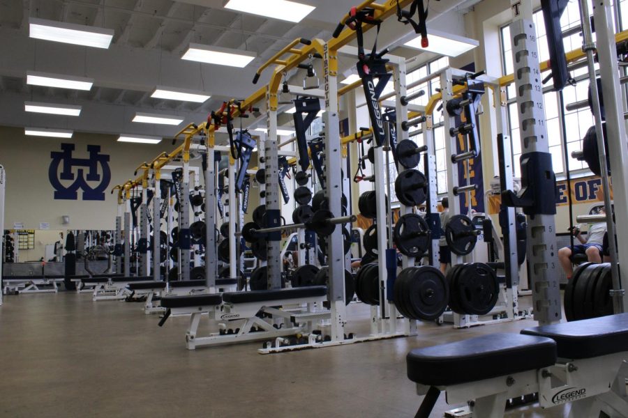 During pre-season training, the girls use the training room in the 1400 hallway regularly for strength conditioning.