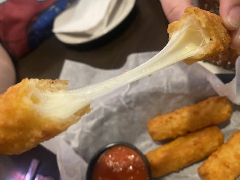 One of Wild Mikes incredible cheese sticks, piping hot and delicious as always.