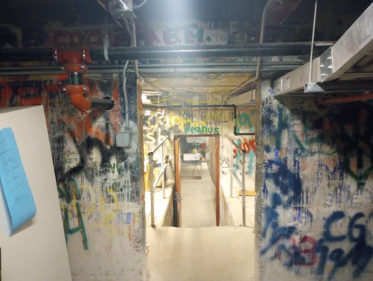  In the salt mines, located through the door in the stairwell next to the cafeteria, that are used for storage, many students will spray paint graffiti on the walls and vents. Some of the graffiti dates back to the 60s. 
