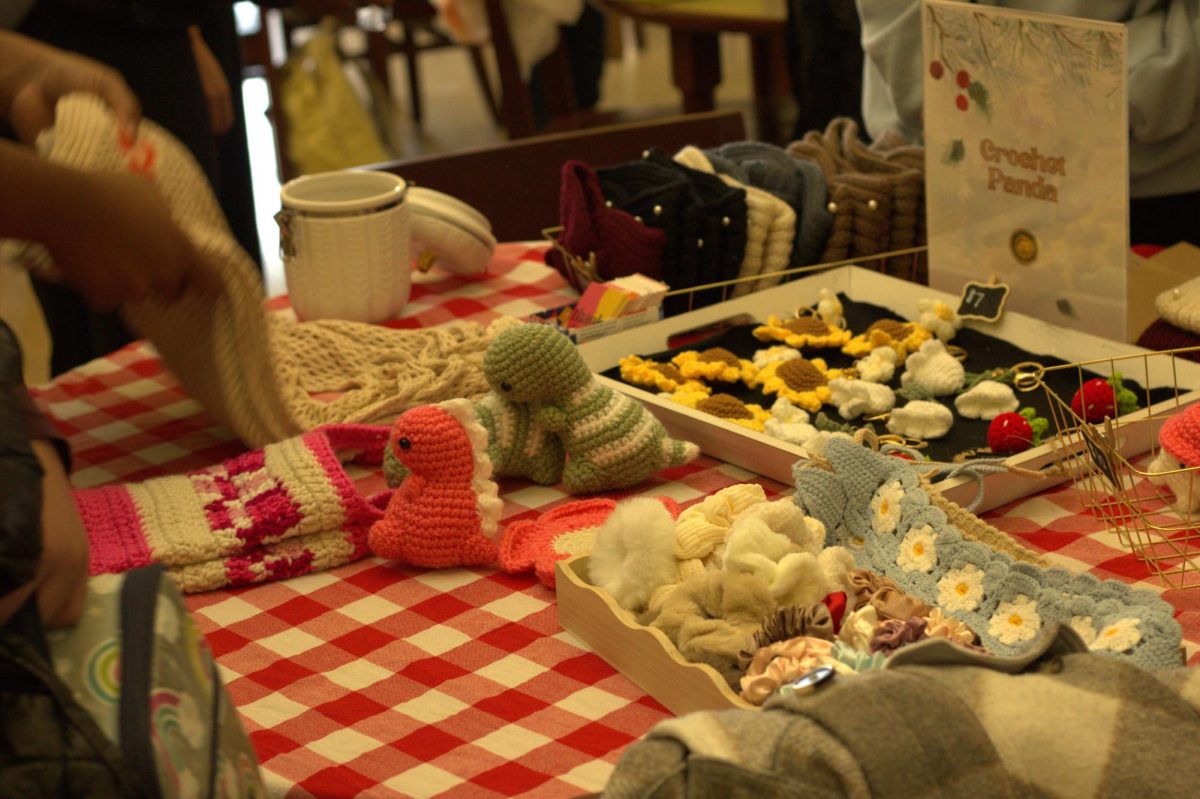 Many vendors, including this one, at the Maker Fair produced and sold a variety of crocheted objects. Crocheted objects were very popular and some vendors sold out.