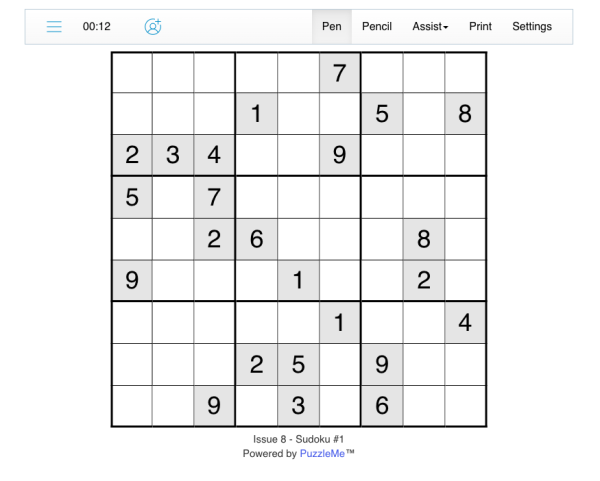 Issue 8 Sudoku - Medium