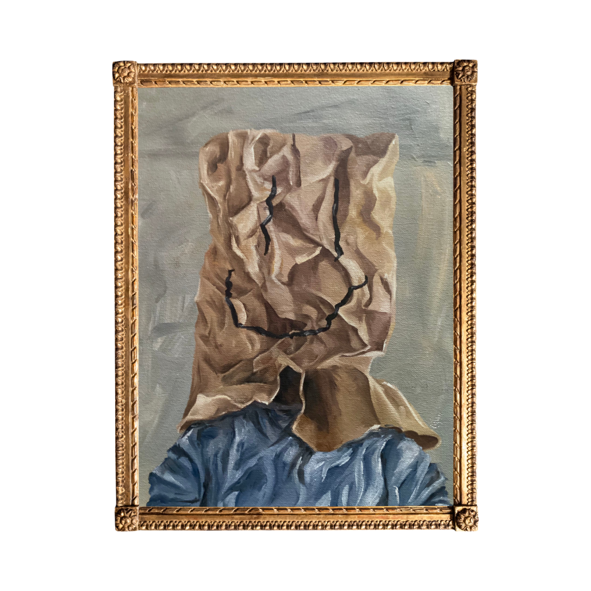 Madison Scruggs', '27, favorite painting is "Smiling Inside," her first official oil painting. "In times of darkness and fear, we often turn to the familiar: the smile, the laughter, the facade that hides our true selves," Scruggs' artist's statement said. "It's easier to wear a mask than to confront the choices that loom ahead - to face the vulnerability of revealing who we truly are."