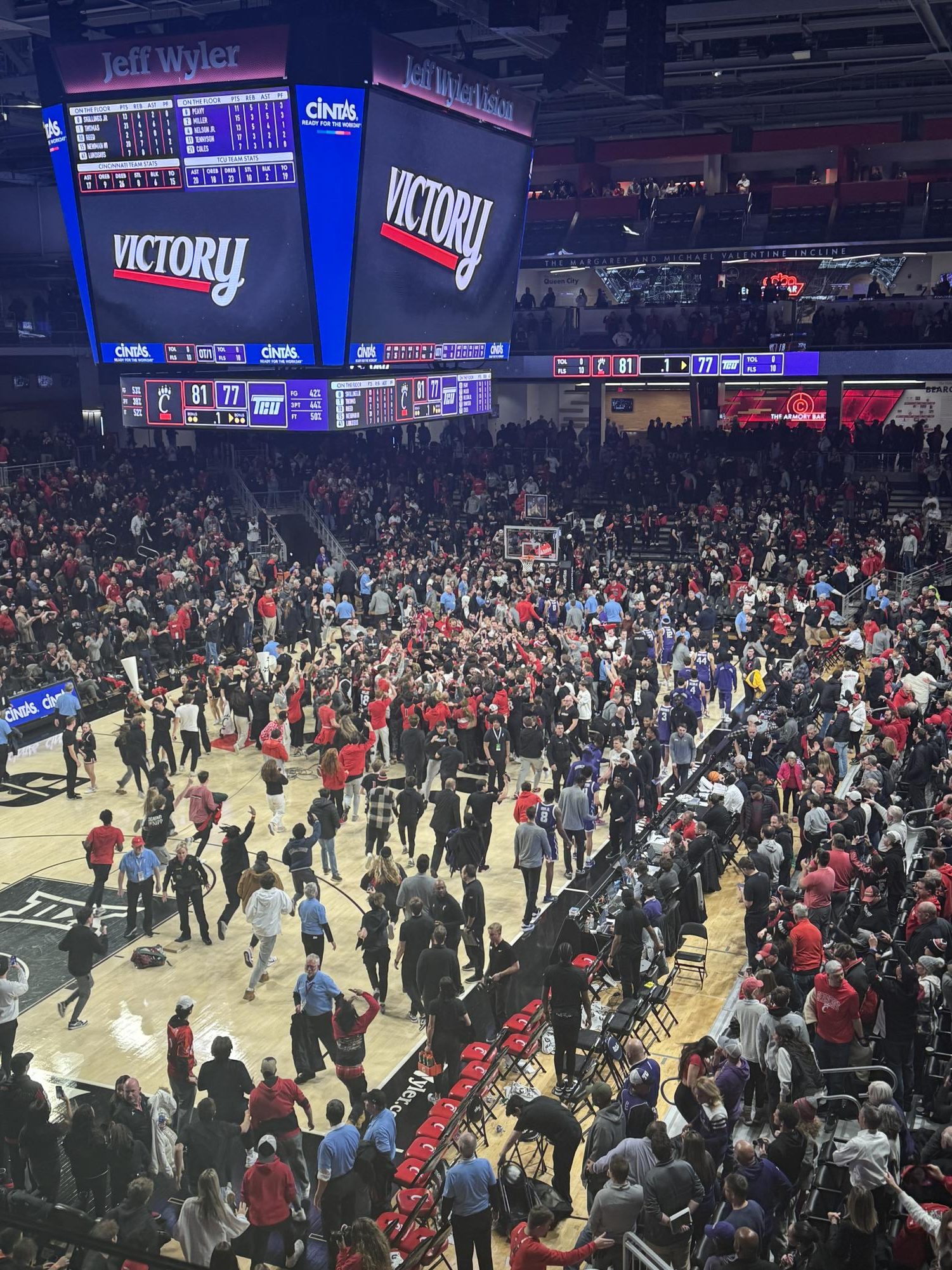 The University of Cincinnati Bearcats beat 19th-ranked TCU 81-77 on Jan. 27, 2024, marking one of the few ranked wins the Bearcats got under Wes Miller.